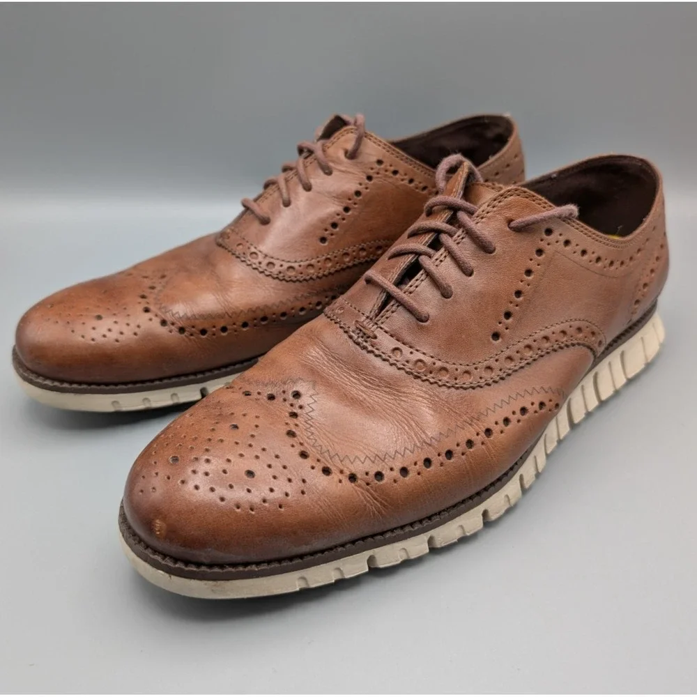 Cole Haan Zerogrand Men's 12M Wingtip Oxford Brown Shoes - C14493